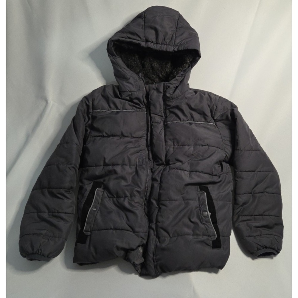 Swiss Tech Boys Grey Puffer Jacket Hooded Fleece Lined Size L 10-12